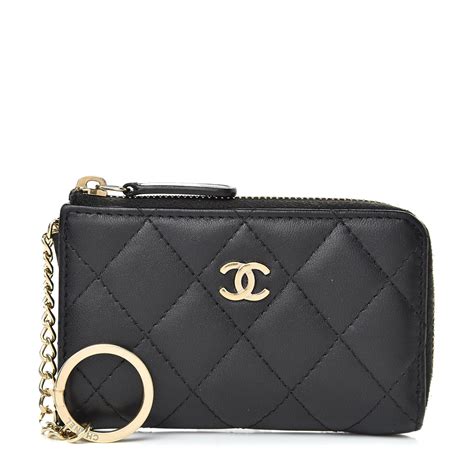 Chanel lambskin key card holder